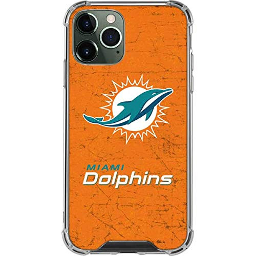 Skinit Clear Phone Case Compatible with iPhone 12 Pro Max - Officially Licensed NFL Miami Dolphins Distressed- Orange Design