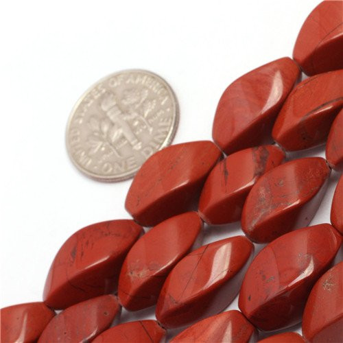 GEM-inside Natural Genuine Red Jasper Gemstone Loose Beads 8x16mm Twist Energy Stone Power Beads For Jewelry Making 15"