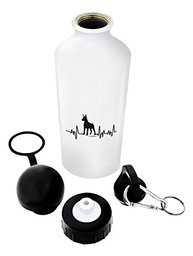 ThisWear Doberman Pinscher Gifts for Women Dog Lover Heartbeat Weiner Dog Doberman Pinscher Themed Gifts Dog Doberman Pinscher Lover Gift Aluminum Water Bottle with Cap  and  Sport Top White