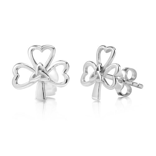 925 Sterling Silver Tiny Shamrock Celtic Knot Stud Earrings 925 Sterling Silver Tiny Shamrock Celtic Knot Stud Earrings