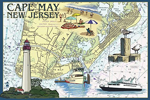 Cape May- New Jersey- Nautical Chart -12x18 Art Print- Wall Decor Travel Poster-