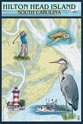 Hilton Head- South Carolina- Nautical Chart -12x18 Art Print- Wall Decor Travel Poster-