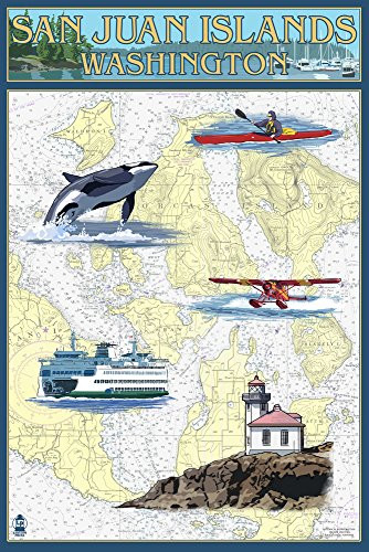 San Juan Islands- Washington- Nautical Chart -12x18 Art Print- Wall Decor Travel Poster-