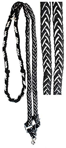 CHALLENGER Roping Knotted Horse Tack Western Barrel Reins Nylon Braided Rein Black 607121
