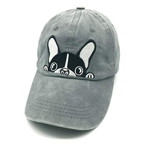 Waldeal Embroidered Boston Terrier Bulldog Vintage Distressed Dad Hat Dog Mom Cap Grey Waldeal Embroidered Boston Terrier Bulldog Vintage Distressed Dad Hat Dog Mom Cap Grey