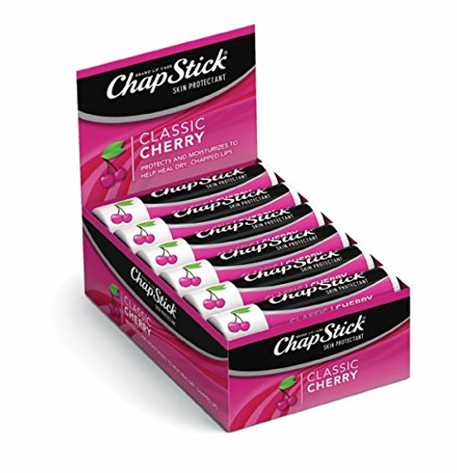 ChapStick Classic -1 Box of 12 Sticks- 12 Total Sticks- Cherry Flavor- Skin Protectant Flavored Lip Balm Tube- 0.15 Ounce Each- 12 Count -Pack of 1- ChapStick Classic -1 Box of 12 Sticks- 12 Total Sticks- Cherry Flavor- Skin Protectant Flavored Lip Balm Tube- 0.15 Ounce Each- 12 Count -Pack of 1-