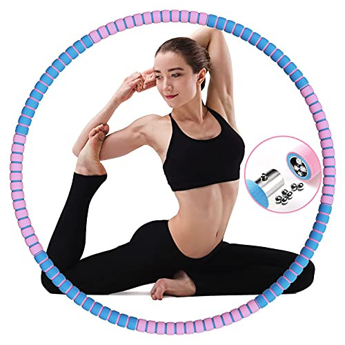 LuckyDove Exercise Hoop for Adults-8-Section Stainless Steel Core Weight Loss Hoop-with Extra Thicker Premium Foam-Detachable Adjustable Weight Exercise Hoop for Bodybuilding Weight Loss
