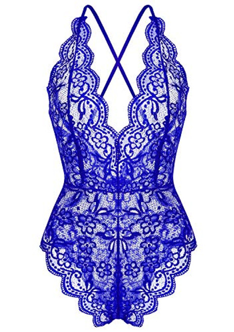 Women Sexy Lingerie One Piece Lace Teddy Bodysuit Babydoll Chemise Sleepwear Navy Blue L Women Sexy Lingerie One Piece Lace Teddy Bodysuit Babydoll Chemise Sleepwear Navy Blue L