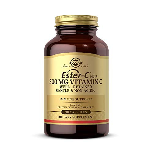 Solgar Ester-C Plus 500 mg Vitamin C with Citrus Bioflavonoids - 90 Capsules - Gentle and Non Acidic- Well Retained - 24-Hour Immune Support - Non-GMO- Gluten Free - 90 Servings Solgar Ester-C Plus 500 mg Vitamin C with Citrus Bioflavonoids - 90 Capsules - Gentle and Non Acidic- Well Retained - 24-Hour Immune Support - Non-GMO- Gluten Free - 90 Servings