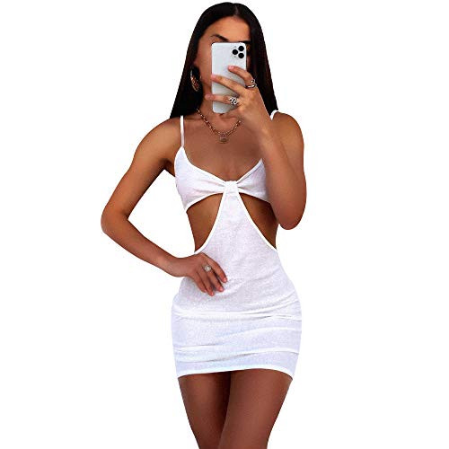 FieryLove Women's Sexy Deep V Neck Dress Sexy Sleeveless Bodycon Cami Dress Club Party Streetwear -White- Medium- FieryLove Women's Sexy Deep V Neck Dress Sexy Sleeveless Bodycon Cami Dress Club Party Streetwear -White- Medium-
