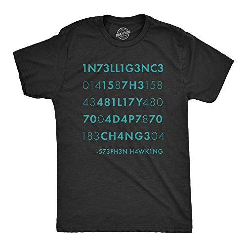 Mens Intelligence is The Ability to Adapt to Change Tshirt Funny Stephen Hawking Quote Novelty Tee -Heather Black- - XL