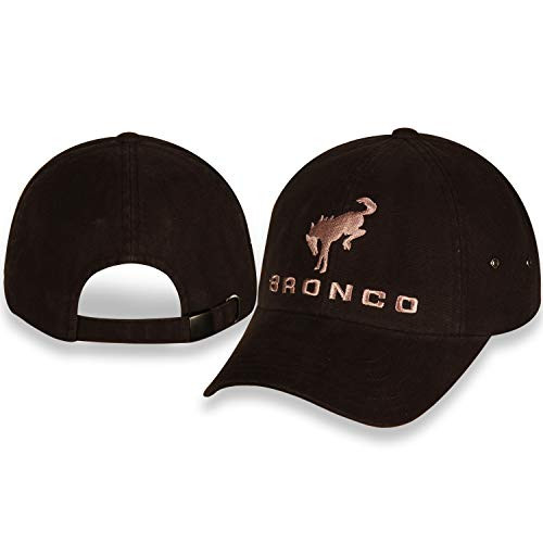 Checkered Flag Sports New Ford Bronco Dark Brown Washed Canvas Baseball Hat/Cap with Golf Buckle Grommet Closure