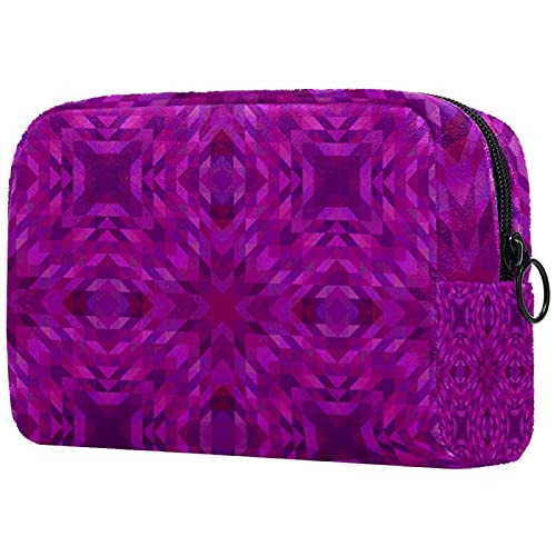 Makeup Bag Cosmetic Pouch Travel Organizer Toiletry Clutch Purple 7.3x3x5.1in