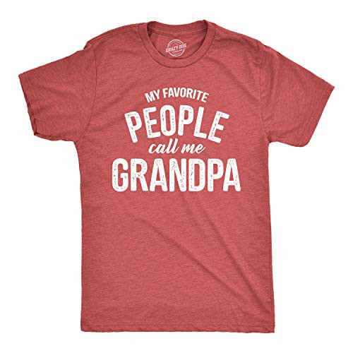 Mens My Favorite People Call Me Grandpa Tshirt Funny Fathers Day Tee for Guys -Heather Red- - XXL
