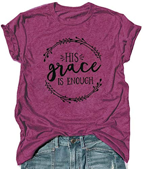 His Grace is Enough T Shirt Women Christian Graphic Tees Letter Print Short Sleeve Casual Tops Jesus Faith T-Shirt -L- Burgundy- His Grace is Enough T Shirt Women Christian Graphic Tees Letter Print Short Sleeve Casual Tops Jesus Faith T-Shirt -L- Burgundy-