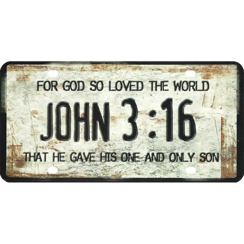 John 3:16 For God So Loved the World Plastic License Plate