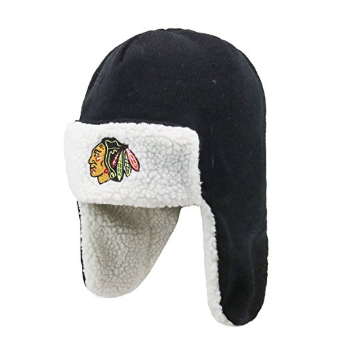 OTS NHL Chicago Blackhawks Men's Breck Sherpa Hunter Knit Cap- Team Color- One Size