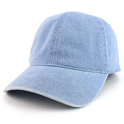 Armycrew Low Profile Soft Crown Denim 100 percent Cotton Washed Baseball Cap - Light Blue - 2XL