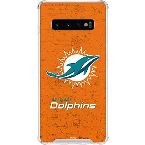 Skinit Clear Phone Case Compatible with Galaxy S10 - Officially Licensed NFL Miami Dolphins Distressed- Orange Design