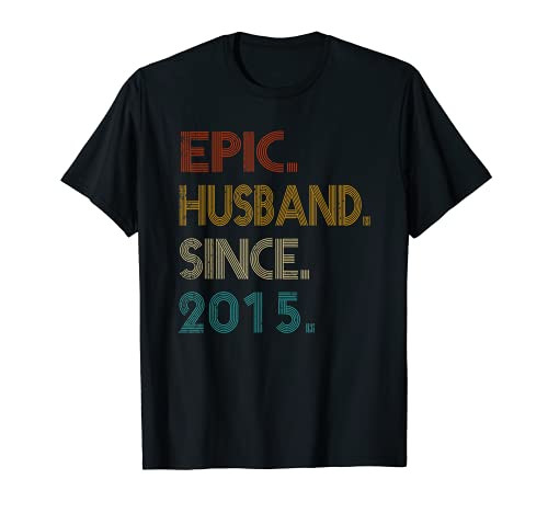6th Wedding Anniversary Gift Him - Epic Husband Since 2015 T-Shirt
