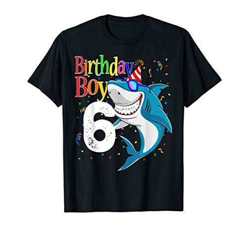Kids 6th Birthday Boy Shark Shirts Jaw-Some Six Shirt Boys T-Shirt