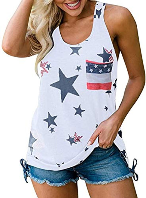 4th of July USA American Flag Women Tank Tops Independence Day Patriotic Vintage Racerback Vest Sleeveless Shirts -White- Large- 4th of July USA American Flag Women Tank Tops Independence Day Patriotic Vintage Racerback Vest Sleeveless Shirts -White- Large-