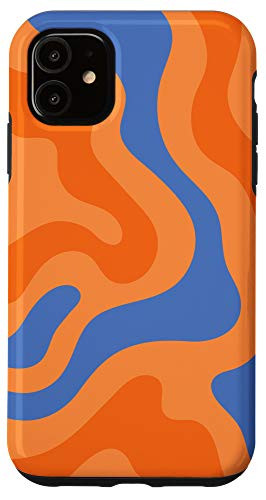 iPhone 11 Retro Liquid Swirl Abstract Pattern Design Orange And Blue Case