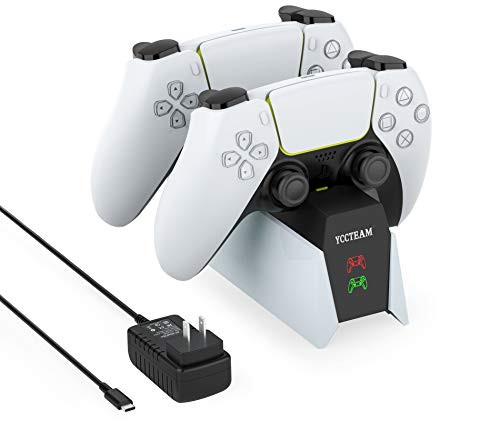 YCCSKY PS5 Controller Charger- Dual Controller Charging Station for Playstation 5- PS5 Controller Charging Dock Station with Type C Ports  and  LED Indicator