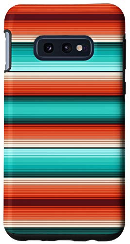 Galaxy S10e Turquoise and Orange Mexican Serape Striped Poncho Pattern Case