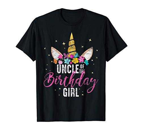 Uncle Of The Birthday Girl Uncle Gift Unicorn Birthday T-Shirt