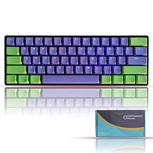 IOAOI Keycaps 60 Percent- PBT Keycaps OEM Profile Keycaps Set 61 Keycaps for Cherry MX Switches /GH60/ RK61/ ALT61/ Annie Mechanical Keyboards with Key Puller -Green Purple- - Only Keycaps