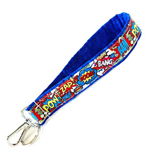 Super Hero Comics Key Fob Strap - Comic Book Print - Keychain - Key Wristlet - 1 Inch Wide - 6 Inch Loop - Purse or Wallet Strap