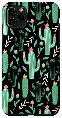 iPhone 11 Pro Max Cute Trendy Cactus Succulents on Black AEC034 Case