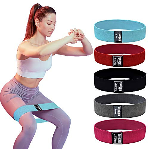 Resistance Bands for Legs and Butt - Non Slip Fabric Booty Bands - Exercise Bands with 5 Resistance Levels - Glute Bands- Workout Bands- Squat bands and Working Out Bands for Thigh- Leg- Glute and Hip