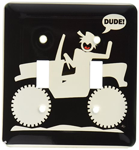 3dRose lsp_14748_2 Car Dude Black Sign 1 Double Toggle Switch