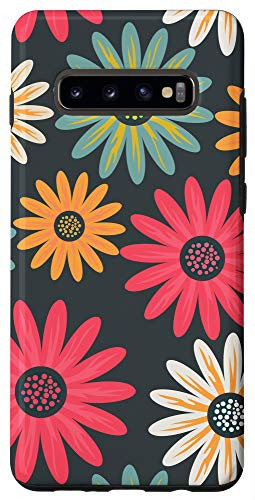 Galaxy S10Plus Floral Daisy Flowers Pink Green Orange Grey Pattern AEN021 Case
