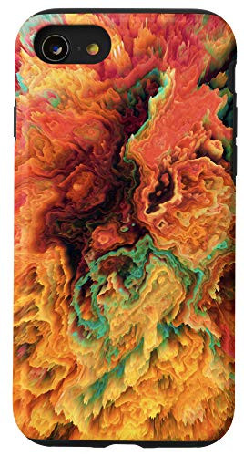 iPhone SE -2020- / 7 / 8 Yellow Orange Red Maroon Green Cyan Pink Pattern AEH334 Case