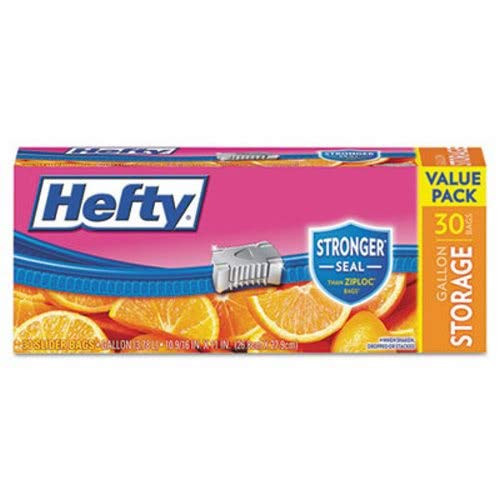 Hefty Slider Bags- Storage- 1 Gal- 1.5 Mil- Clear- 30/box
