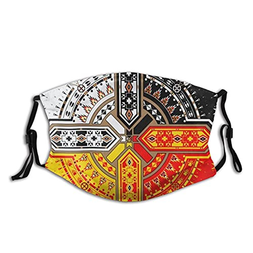 Native American Bead Cross Ethnic Face Mask- Dust Reusable Adjustable Mask With 2 Filters For Teen-Men-Women