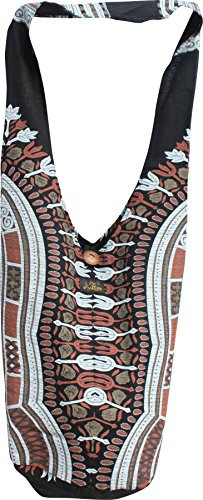 RaanPahMuang Brand Thick Thread Cotton Thai Monks Shoulder Bag African Dashiki Tall- Medium- Black