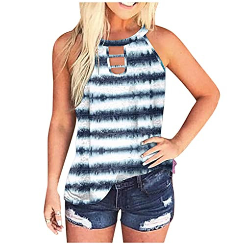 Kinsaiy Summer Tops for Women Plus Size-Womens Tank Tops Loose Fit Trend Vest Round Neck Sleeveless Tee Shirt Blouses