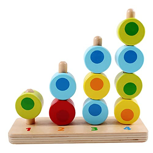 TOYANDONA Wooden Educational Toys Shape Color Sorting Number Recognition Cylinder Preschool Stacking Blocks Board Puzzles Toys for Kids