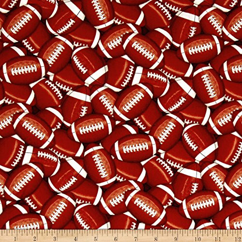 Timeless Treasures 0451708 Packed Footballs Fabric by The Yard, Brown