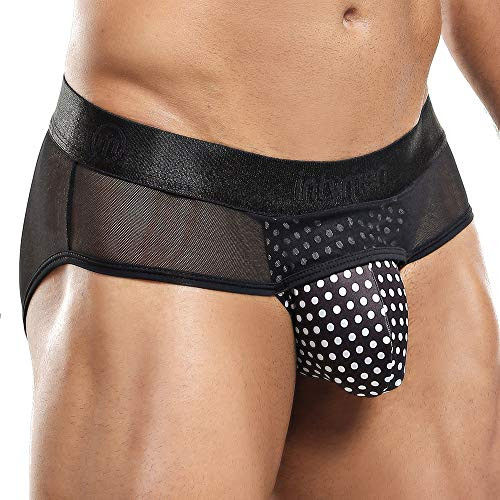Mens V-Shaped Brief Underwear Dotted Print Enhancing Pouch Sexy Sheer Underpants