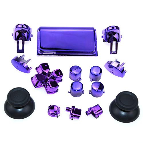 L1 L2 R1 R2 Dpad Buttons Joystick Plating Full Set Buttons for PS4 Pro Slim Controller DualShock 4 Pro JDS-040-Chrome Purple-