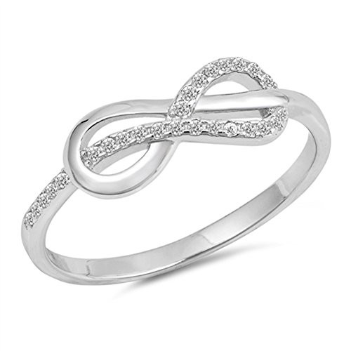 White CZ Infinity Knot Criss Cross Ring New .925 Sterling Silver Band Size 6