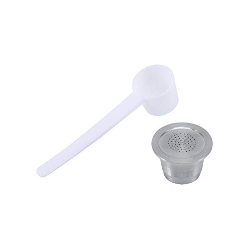 Pwshymi Reusable Coffee Capsule New Stainless Steel Capsules refillable Coffee Pod with Spoon Compatible for Nespresso Machine