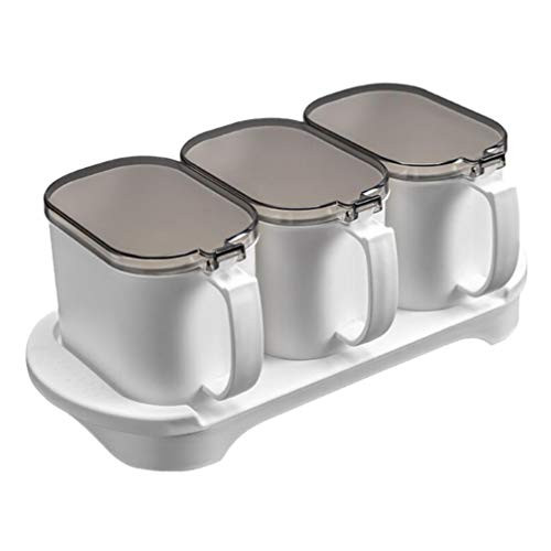 HEMOTON Seasoning Box Salt Sugar Storage Container Condiment Jar Spice Containers Set Plastic Condiment Canister Pots Seasoning Box for Kitchen