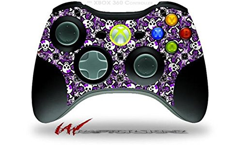 XBOX 360 Wireless Controller Decal Style Skin - Splatter Girly Skull Purple -CONTROLLER SOLD SEPARATELY-