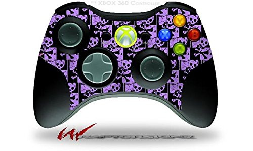 XBOX 360 Wireless Controller Decal Style Skin - Skull Checker Purple -CONTROLLER SOLD SEPARATELY-